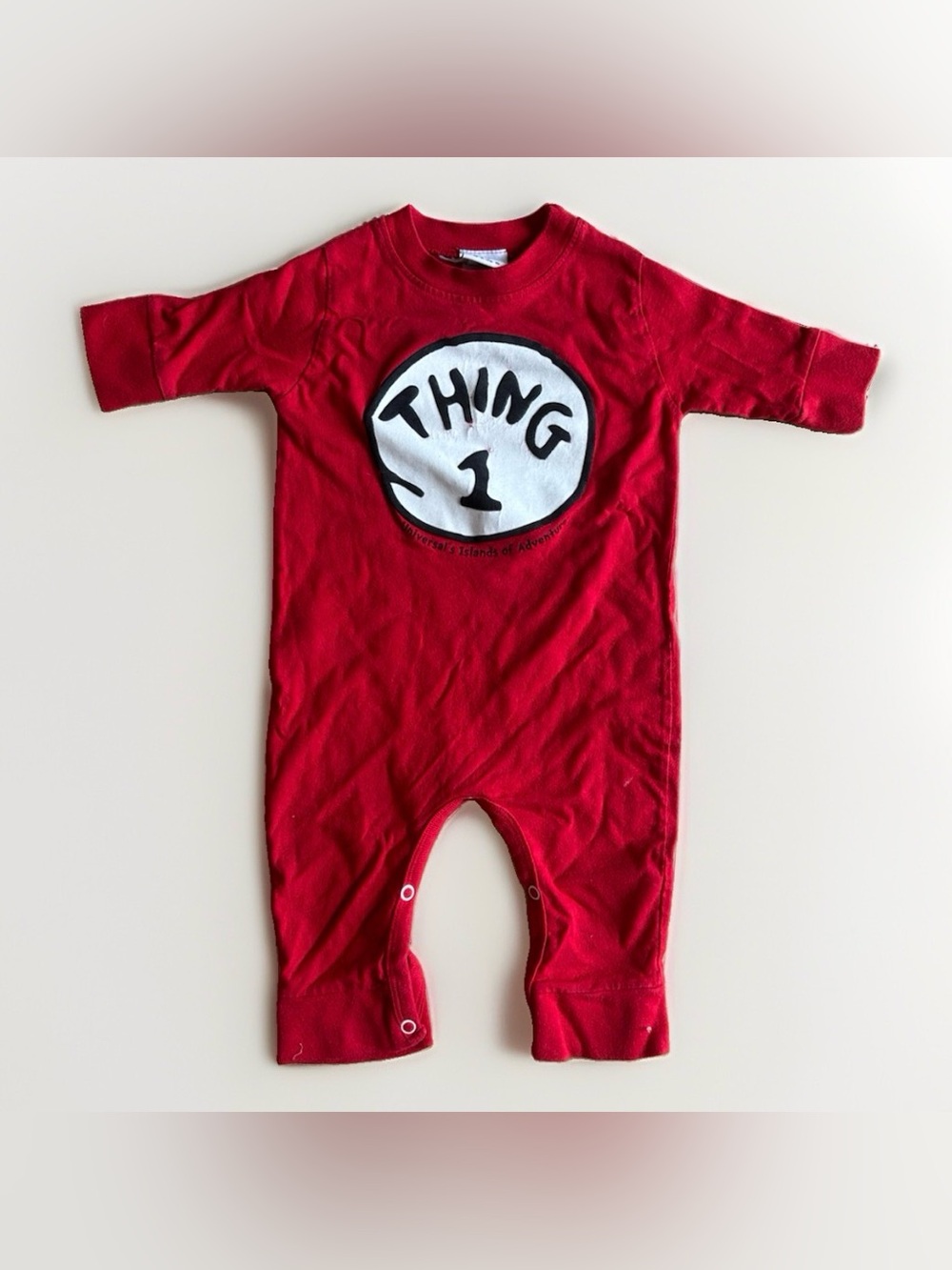 Universal Studios Dr Seuss Thing 1 Baby Onesie Romper 6M Red Cotton